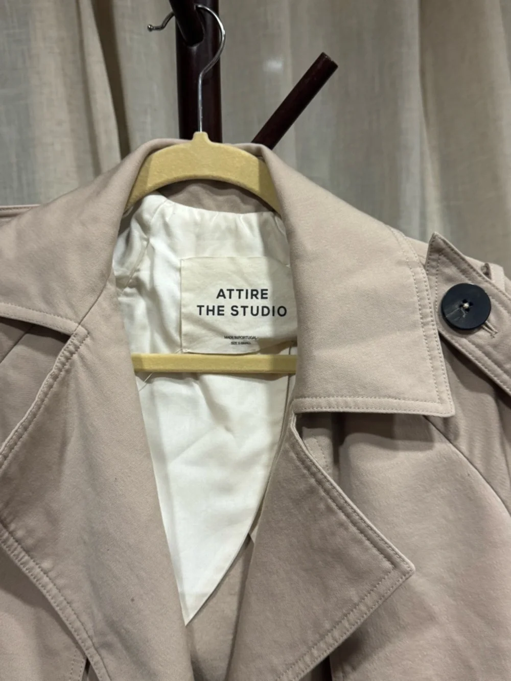 Attire The Studio 100% wool outer, silk lined sleeve open trench coat sz xs - Picture 2 of 14